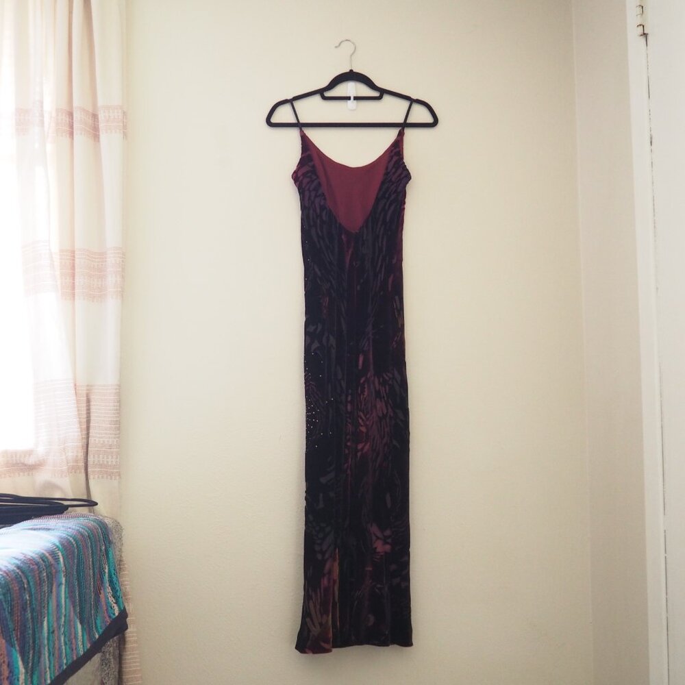 Vintage Andrea Polizzi for Rex Lester 90’s Burnout Velvet Bedazzled Dress - Picture 7 of 10